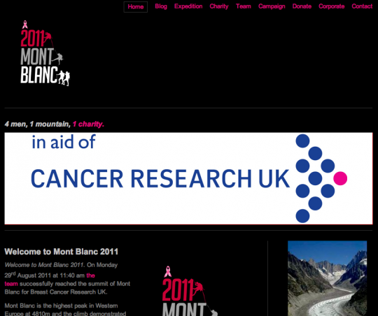 The Mont Blanc 2011 team climped to the peak and help raised over £6,000 for Breast Cancer Research UK